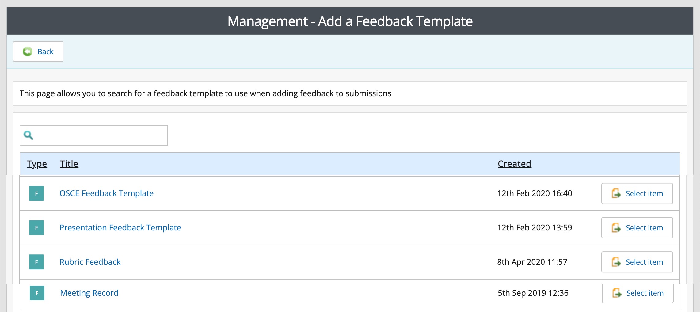 Find a feedback template